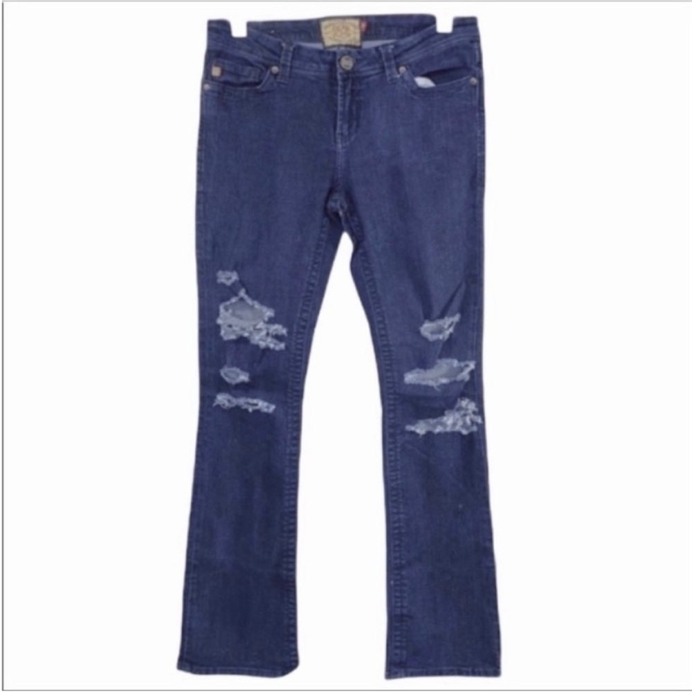 DEAR JOHN DENIM distressed torn ripped boot cut jeans 29